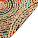· REDEARTH · Jute Cotton Chindi Area Rug - 3' Round Rug, Handwoven, Non-Shedding, Soft & Durable – Multi Tones for Home Décor in Living Room, Dining Room, Bedroom