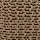 REDEARTH Hand Knitted Cable Pouf Ottoman Circular Beige