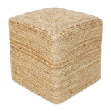 REDEARTH Jute Braided Pouf Ottoman Cube Classic Jute Natural - Two Pack