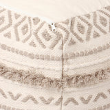 REDEARTH Tufted Cube Pouf Ottoman with Filler Geometric Craft Taupe With Filler