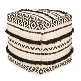 REDEARTH Tufted Cube Pouf Ottoman with Filler Geometric Craft Black With Filler