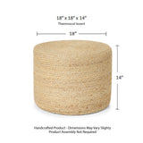 REDEARTH Jute Braided Pouf Ottoman Cylinder Natural