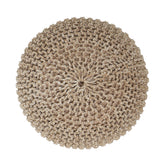 REDEARTH Hand Knitted Cable Pouf Ottoman Circular Beige Ivory-S