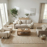 · REDEARTH · Jute Cotton Area Rug - 9'x12' Rectangular Rug, Sustainable Handwoven, Non-Shedding, Soft & Durable – Reversible, Neutral Tones for Home Décor in Living Room, Dining Room, Bedroom