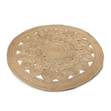 · REDEARTH · Round Area Rug - 6 Feet Braided Scalloped Abaca Embrace Natural Jute Rug- Artisan Made Boho Jute Patterned Rugs for Bedroom, Kitchen, Living Room, Farmhouse, Handmade Vintage Décor