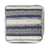 REDEARTH Tufted Cube Pouf Ottoman with Filler Indigo Impressions