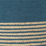 REDEARTH Jute Braided Pouf Ottoman Cylinder Teal Natural