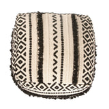 REDEARTH Tufted Cube Pouf Ottoman with Filler Geometric Craft Black With Filler