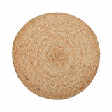 REDEARTH Jute Braided Pouf Ottoman Natural Gray Cylinder