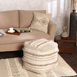 REDEARTH Tufted Cube Pouf Ottoman with Filler Geometric Craft Taupe With Filler