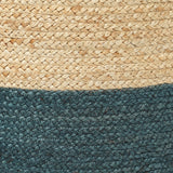REDEARTH Jute Braided Pouf Ottoman Cylinder Half & Half Natural Teal