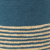 REDEARTH Jute Braided Pouf Ottoman Cylinder Teal Natural - Two Pack