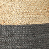 REDEARTH Jute Braided Pouf Ottoman Cylinder Half & Half Natural Gray