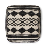 REDEARTH Tufted Cube Pouf Ottoman with Filler Linear Diamond Black With Filler