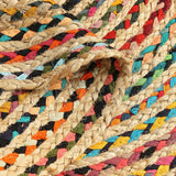 · REDEARTH · Jute Cotton Chindi Area Rug - 3' Round Rug, Handwoven, Non-Shedding, Soft & Durable – Multi Tones for Home Décor in Living Room, Dining Room, Bedroom