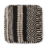 REDEARTH Tufted Cube Pouf Ottoman with Filler Char Delineate Black With Filler