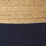 REDEARTH Jute Braided Pouf Ottoman Cylinder Navy Natural