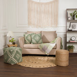 REDEARTH Cylindrical Pouf Ottoman -Braided Pouffe Accent Chair Round Seat Footrest for Living Room, Bedroom, Nursery, kidsroom, Patio, Gym; 100% Jute (14.5"X14.5"X16"; Natural)