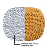 REDEARTH Hand Knitted Cable Pouf Ottoman Circular Mustard