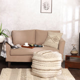 REDEARTH Tufted Cube Pouf Ottoman with Filler Geometric Craft Taupe With Filler