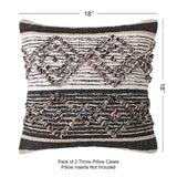 REDEARTH Tufted Boho Throw Pillow Covers Black Jasper