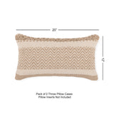 REDEARTH Boho Textured Throw Pillow Cushion Covers- Lumbar Woven Tufted Decorative Farmhouse Cases Set for Couch, Sofa, Bed, Chair, Dining, Patio, Outdoor; 100% Cotton (12"x20", Natural) Pack of 2