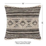 REDEARTH Tufted Boho Throw Pillow Covers Diamond Virgule Black