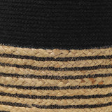 REDEARTH Jute Braided Pouf Ottoman Cylindrical Color Blocked Black Natural -Two Pack