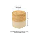 REDEARTH Jute Braided Pouf Ottoman Cylindrical Color Blocked Natural Ivory -Two Pack