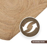 · REDEARTH · Round Area Rug - 5 Feet Braided Natural Jute Rug- Artisan Made Reversible Boho Jute Rugs for Bedroom - Kitchen - Living Room - Farmhouse - Home Decor - Handmade Rustic Vintage Décor