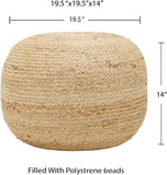 REDEARTH Jute Braided Pouf Ottoman Circular Jute Natural – Two Pack