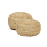 REDEARTH Poufs & Ottomans Low Circular Natural - Two Pack-S39