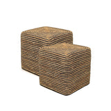 REDEARTH Poufs & Ottomans Cube Braided Natural Black - Two Pack-S14