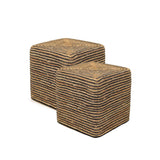 REDEARTH Jute Braided Pouf Ottoman Cube Braided Natural Black - Two Pack