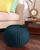 REDEARTH Hand Knitted Cable Pouf Ottoman Teal