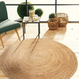 REDEARTH Round Area Rug - Hand Woven Braided 100% Natural Jute - Artisan Made Reversible Boho Jute Rugs for Bedroom - Kitchen - Living Room - Farmhouse - Aesthetic Home Decor (5' Feet - Natural)