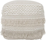 REDEARTH Tufted Cube Pouf Ottoman with Filler Tufted Pouf Constructed Frill Natural With Filler
