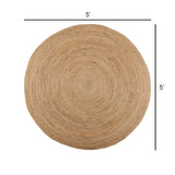REDEARTH Braided Jute Area Rug 5' (Round)