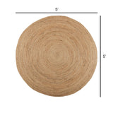 · REDEARTH · Round Area Rug - 5 Feet Braided Natural Jute Rug- Artisan Made Reversible Boho Jute Rugs for Bedroom - Kitchen - Living Room - Farmhouse - Home Decor - Handmade Rustic Vintage Décor