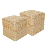 REDEARTH Jute Braided Pouf Ottoman Cube Classic Jute Natural - Two Pack