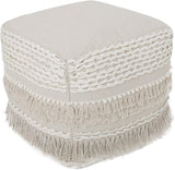 REDEARTH Tufted Cube Pouf Ottoman with Filler Tufted Pouf Constructed Frill Natural With Filler