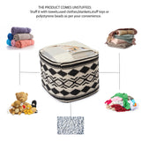 REDEARTH UNSTUFFED Pouf Ottoman Cover Textured Storage Cube Bean Bag Pouffe Footrest for Living Room, Bedroom, Nursery, Kidsroom; 100% Cotton(18"X18"X18", Linear Diamonds Black)