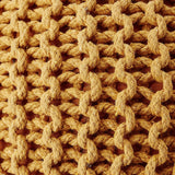 · REDEARTH · Round Pouf Ottoman - Hand Knitted Cable Boho Poof Home Décor Pouffe Circular Footrest for Living Room - Bedroom - Lounge - Nursery - 100% Cotton Poufs (19.5"x19.5"x14") - Mustard, Set of 2