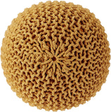 REDEARTH Hand Knitted Cable Pouf Ottoman Circular Mustard