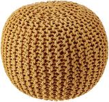 · REDEARTH · Round Pouf Ottoman - Hand Knitted Cable Boho Poof Home Décor Pouffe Circular Footrest for Living Room - Bedroom - Lounge - Nursery - 100% Cotton Poufs (19.5"x19.5"x14") - Mustard, Set of 2