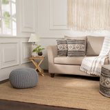 REDEARTH Hand Knitted Cable Pouf Ottoman Gray