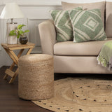 REDEARTH Cylindrical Pouf Ottoman -Braided Pouffe Accent Chair Round Seat Footrest for Living Room, Bedroom, Nursery, kidsroom, Patio, Gym; 100% Jute (14.5"X14.5"X16"; Natural)