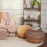 REDEARTH Jute Braided Pouf Ottoman Multi