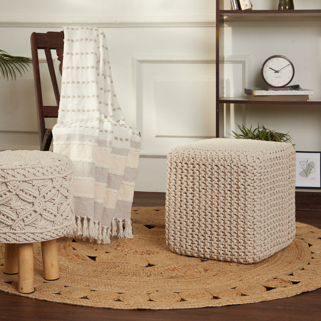 Pouf Farmhouse Bean Bag Chair REDEARTH · Square Pouf Ottoman Foot