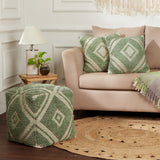 REDEARTH Tufted Cube Pouf Ottoman with Filler Solitaire Lozenge Kiwi With Filler